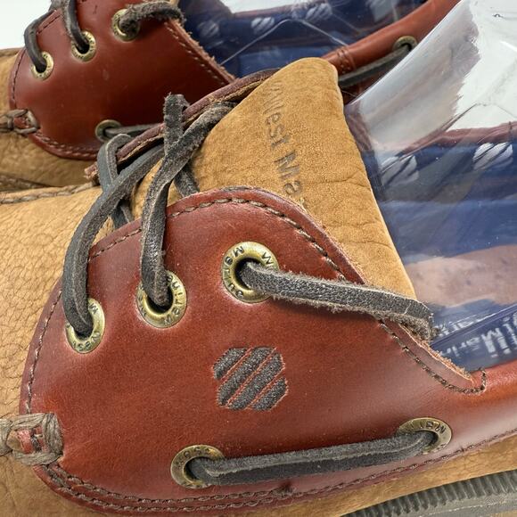 West Marine Boat Shoes Men's 9.5 Brown Leather Classic Comfort Mocs Casual EUC - Picture 3 of 12